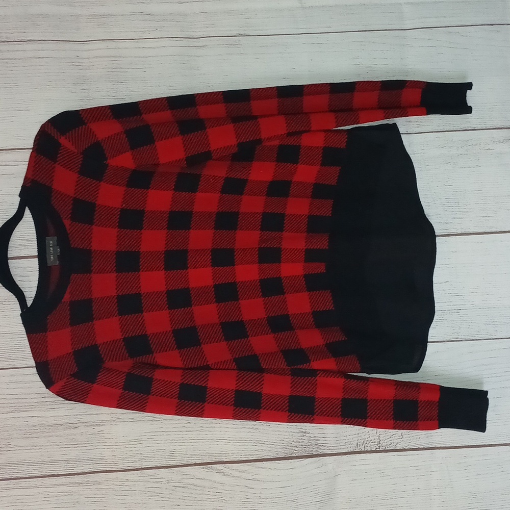 The Limited red and black Buffalo plaid sweater size Extra Small